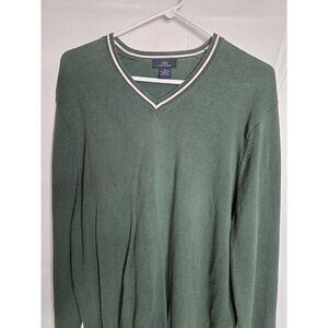 346 Brooks Brothers Men's 100% Cotton V-Neck Pullover‎ Sweater Green Medium Read